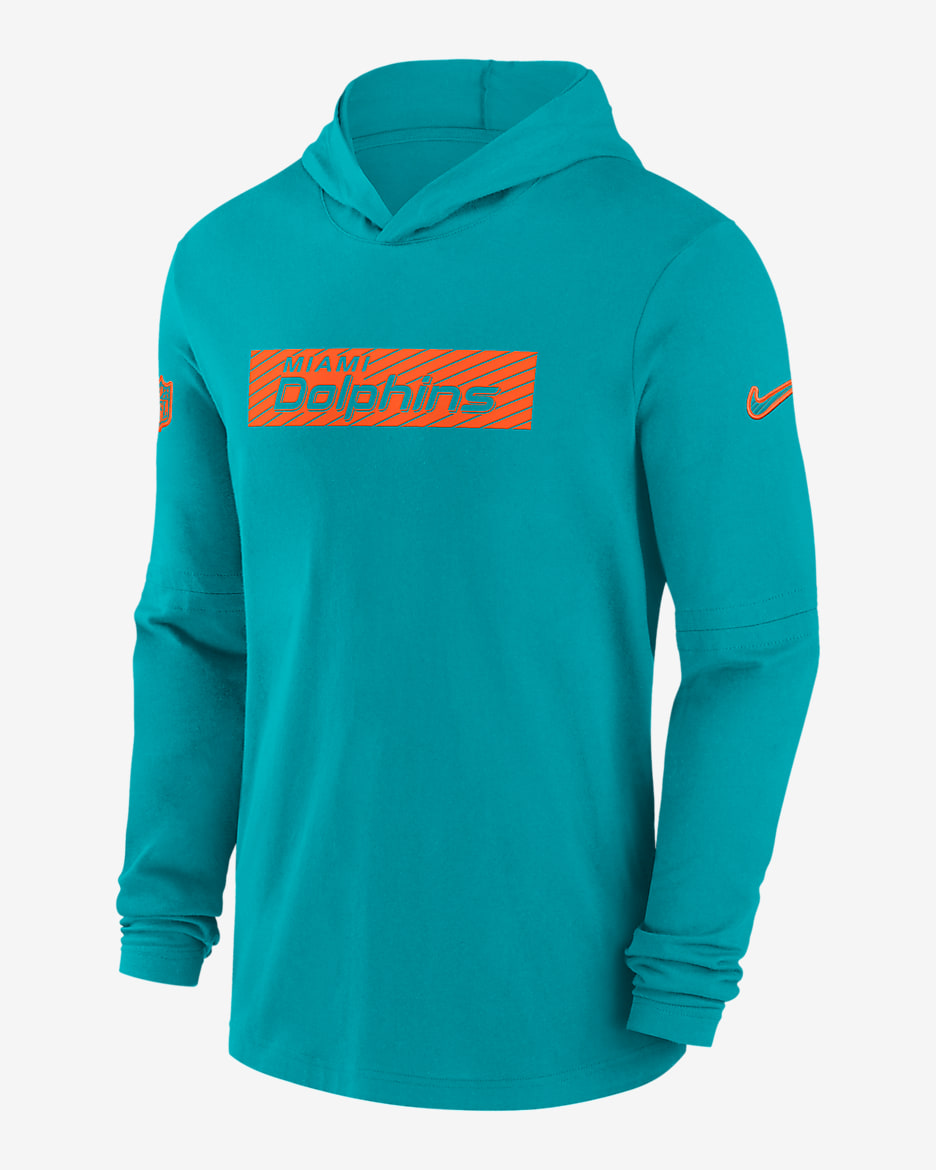 Miami Dolphins Sideline Men s Nike Dri FIT NFL Long Sleeve Hooded Top